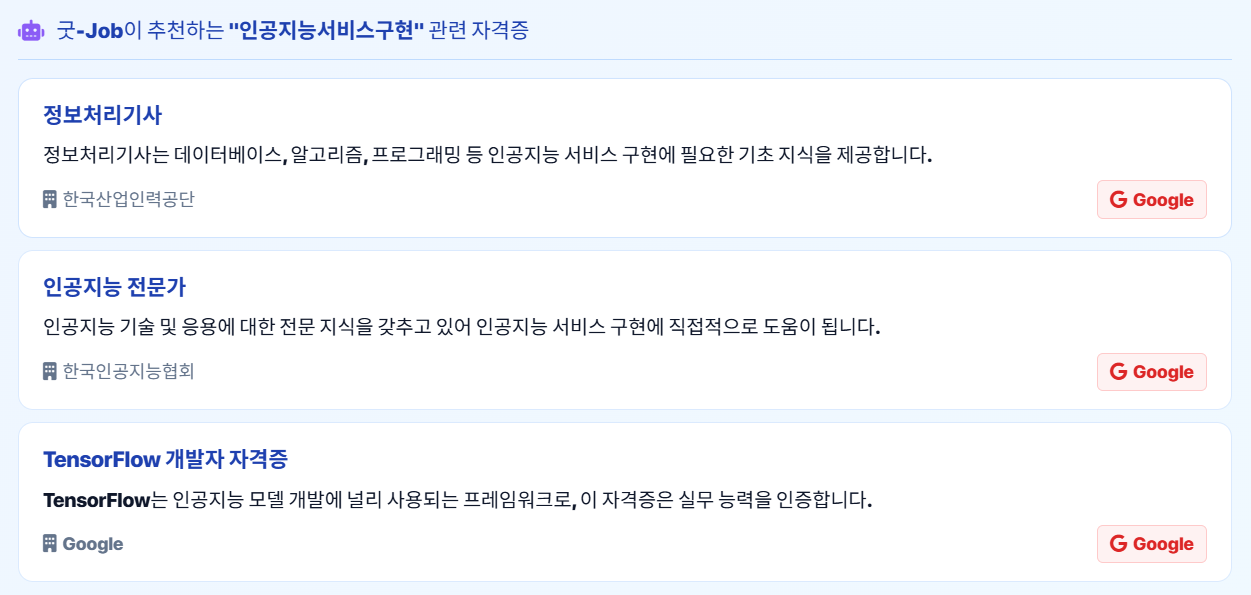 AI 추천 자격증